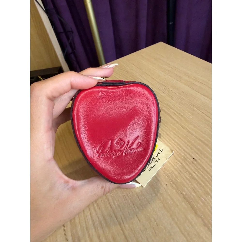 Patricia Nash Strawberry Red Leather Coin Purse Keychain Eiffel Tower Charm NWT